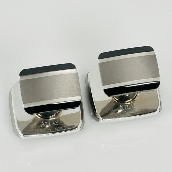 RARE Tiffany Atlas Cufflinks in Titanium and Silver Roman Numerals XII 12 - Picture 6 of 6